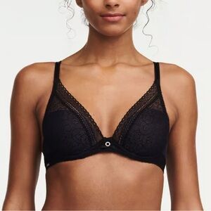 Chantelle Festivité Lace Plunge Bra - Black 36DDDD (36F)